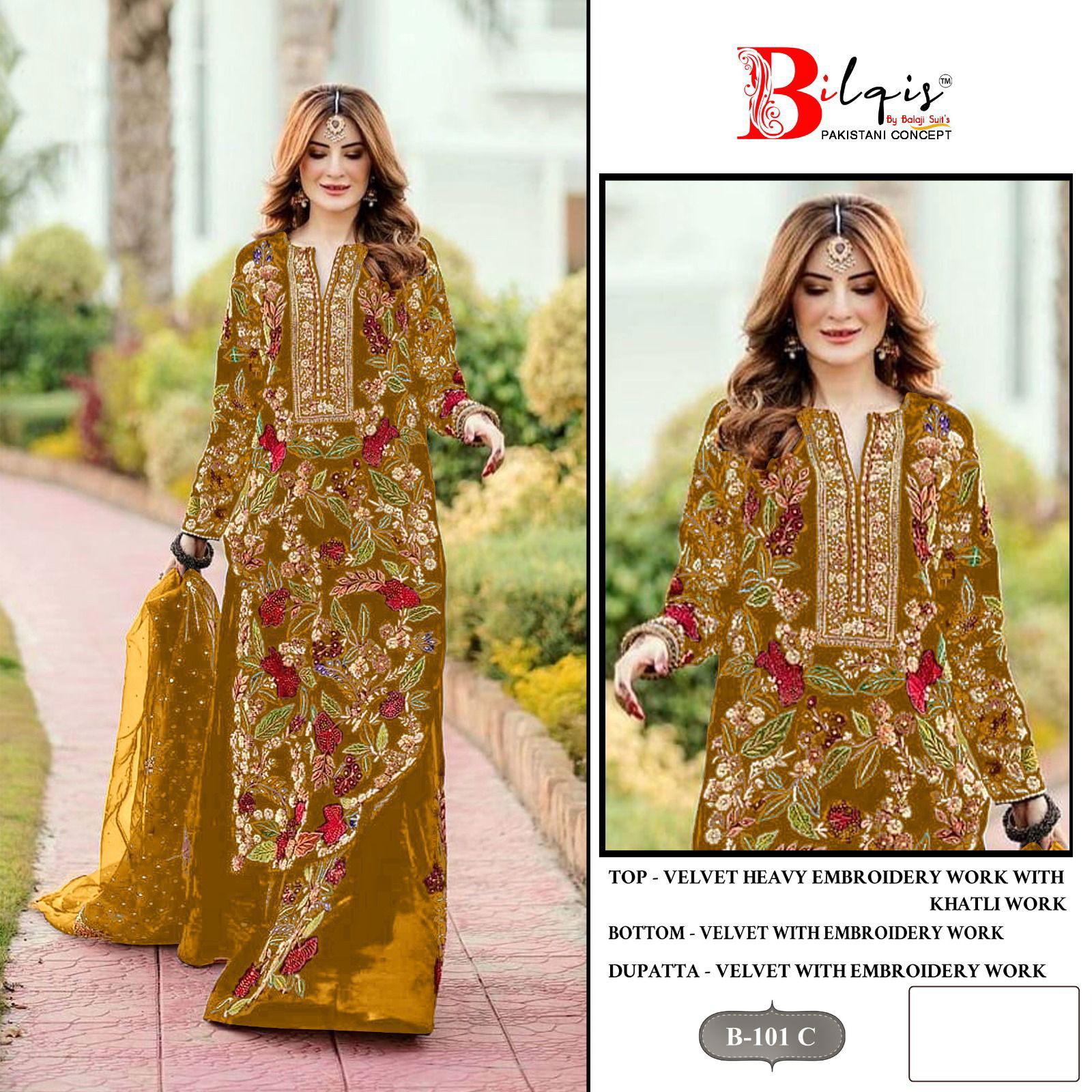 Bilqis B 101 A To D Velvet Winter Wear Pakistani Suits Wholesale Price In Surat
